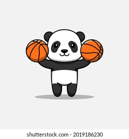 Cute Panda Carrying Basket Ball