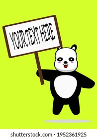 süße Panda mit einem Tragetafel auf weißem Hintergrund, um Ihren schriftlichen Gruß abzugeben