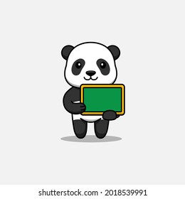 Cute panda carrying a chalkboard