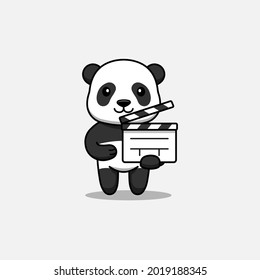 Cute panda carrying a clapperboard