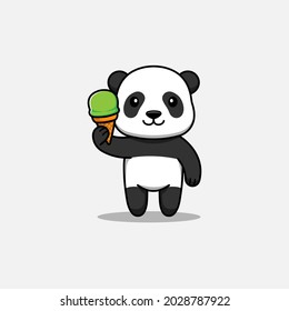 Cute panda carrying ice cream