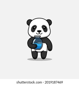 Cute panda carrying a jar of water