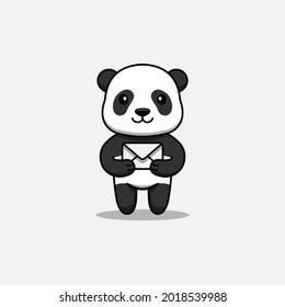 Cute panda carrying a letter