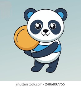 Cute panda carrying planet balloon vector illustration