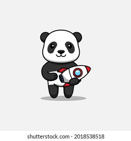 Panda lindo llevando un cohete