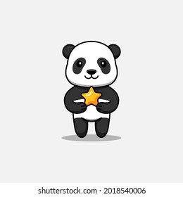 Cute panda carrying a star