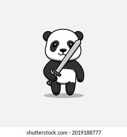 Cute panda carrying a sword