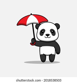 Cute panda carrying an umbrella