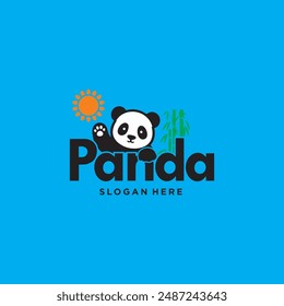 Cute panda cartoon with a branch isolated on white background. Vector illustration for tshirt, website, print, clip art, poster and print on demand merchandise