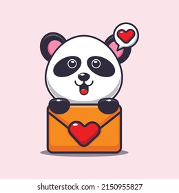 cute panda cartoon character with love message