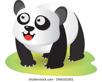 cute panda cartoon character on grass