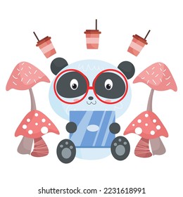 Cute Panda Cartoon Characters suitable for children's clothing designs