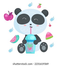 Cute Panda Cartoon Characters suitable for children's clothing designs