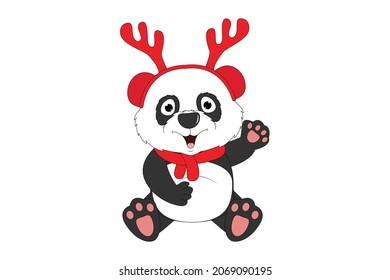 cute panda cartoon in christmas