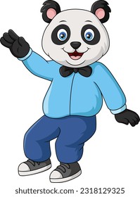 Cute panda cartoon in clothes