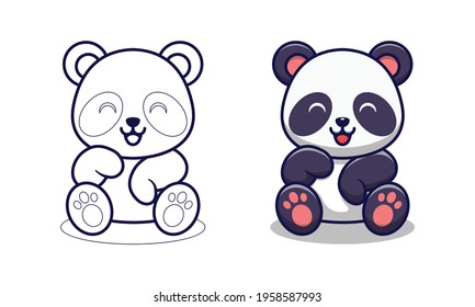 Cute panda cartoon coloring page for kids