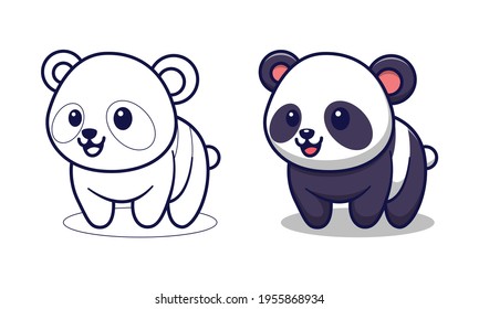 Cute Panda Cartoon Coloring Pages Kids Stock Vector (Royalty Free ...