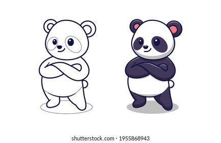 Cute Panda Cartoon Coloring Pages Kids Stock Vector (Royalty Free ...