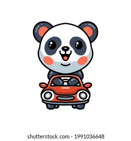 Cute panda cartoon driving the car
