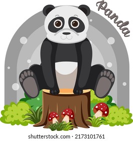 Cute panda in cartoon flat style illustration
