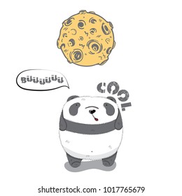 Cute Panda cartoon hand drawn vector illustration. Can be used for t-shirts print, fashion print design, children's clothing, baby shower, holiday greeting and invites.
