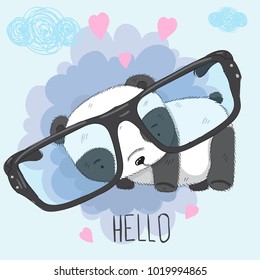 Cute Panda cartoon hand drawn vector illustration. Can be used for t-shirts print, fashion print design, children's clothing, baby shower, holiday greeting and invites.