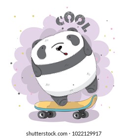 Cute Panda cartoon hand drawn vector illustration. Can be used for t-shirts print, fashion print design, children's clothing, baby shower, holiday greeting and invites.