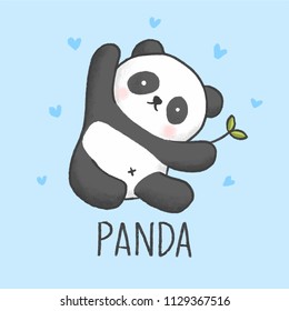 Cute Panda cartoon hand drawn style
