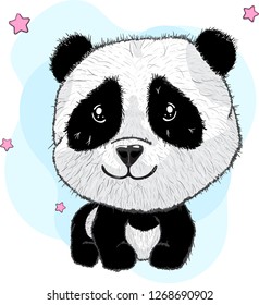 Cute Panda cartoon hand drawn vector illustration. Can be used for baby t-shirt printing, fashion print design, children wear, baby shower celebration greeting and invitation card.