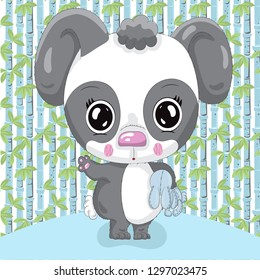 Cute PANDA cartoon hand drawn vector illustration. Can be used for baby t-shirt printing, fashion print design, children wear, baby shower celebration greeting and invitation card.