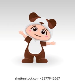 Cute panda With Cartoon Icon Vector Illustration. Cute bear mascot costume concept Isolated Premium Vector. Flat Cartoon Style