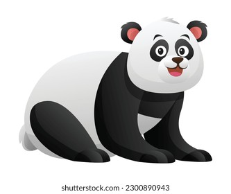 Cute panda cartoon illustration isolated on white background