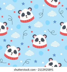 Cute panda cartoon illustration pattern