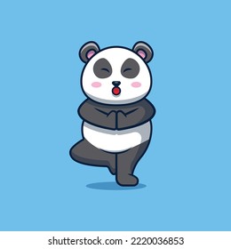 Cute panda cartoon illustration. Panda vector illustration in kawaii style. Animal vector illustration