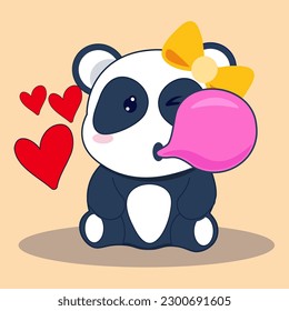 Cute panda cartoon illustration Vector