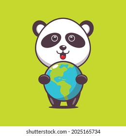 cute panda cartoon illustration in world animal day. cute vector design character. Vector isolated flat illustration for poster, brochure, web, mascot, sticker, logo and icon.