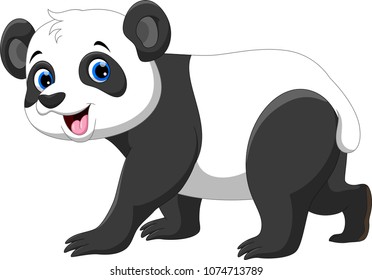 Cute panda cartoon isolated on white background