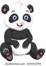 Cute panda cartoon isolated on white background