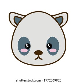 Cute panda cartoon line and fill style icon design, Kawaii animal zoo life nature and character theme Vector illustration