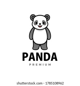 cute panda cartoon logo vector icon illustration