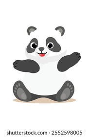 Desenho animado panda bonito sobre um fundo branco