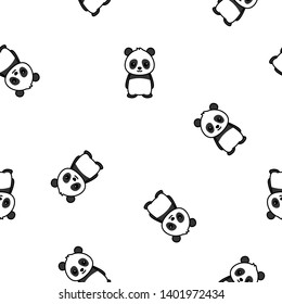 Cute panda cartoon seamless pattern, vector illustration