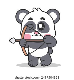 
Cute Panda Cartoon Shooting Archery Vector Illustration. Animals Nature Isolated Premium Vector. Cartoon Style.