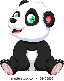 cute panda cartoon sitting