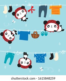 Lindo panda de dibujos animados Vector de stock