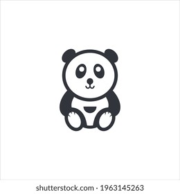 Cute panda in cartoon style. Funny round panda. vector illustration.