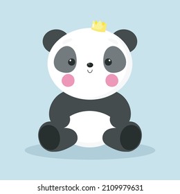  Cute Panda in cartoon style. Vector illustration. For kids stuff, card, posters, banners, children books, printing on the pack, printing on clothes, fabric, wallpaper, textile or dishes.