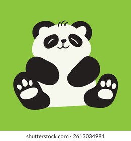 Cute Panda Cartoon Vector, Adorable Animal Character Illustration