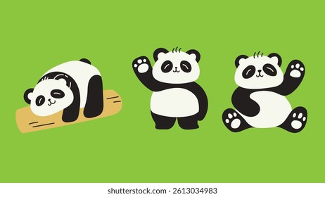 Cute Panda Cartoon Vector, Adorable Animal Character Illustration