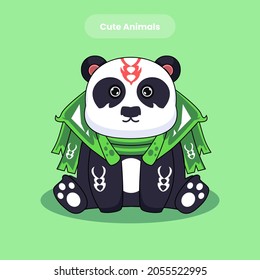 Cute panda cartoon vector icon illustration